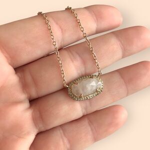 Kendra Scott Elisa Gold Short Pendant Necklace Rose Quartz Women’s Fashion